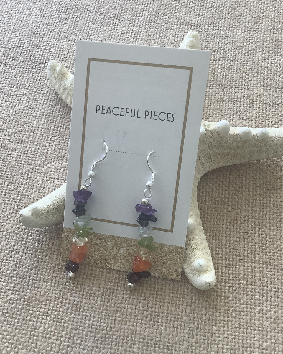 Chakra gemstone chip earrings