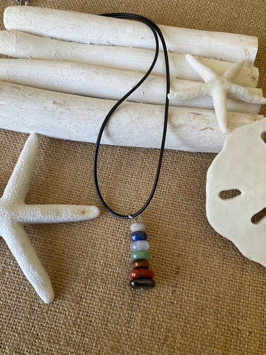 Chakra healing gemstone necklace and earring set. Chakra Balancing Jewelry Set.