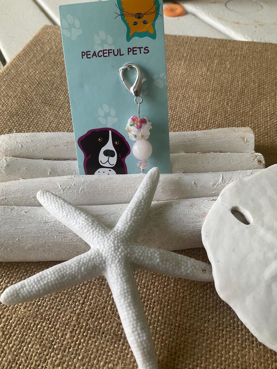 Healing Crystal Pet Charm - Crystal pet jewelry-Rose Quartz Dog Collar Jewelry - Handmade Holistic Protection for Pets & Purses
