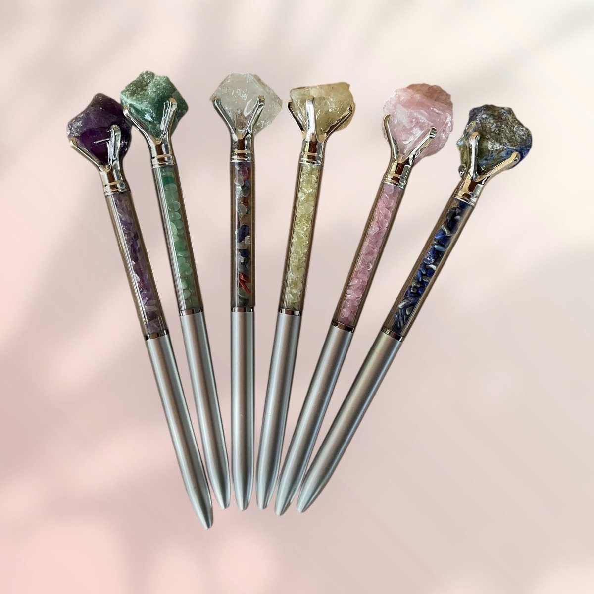 Raw crystal chip pens, gemstone crystal pens with quartz,gift, meditation, energy healing