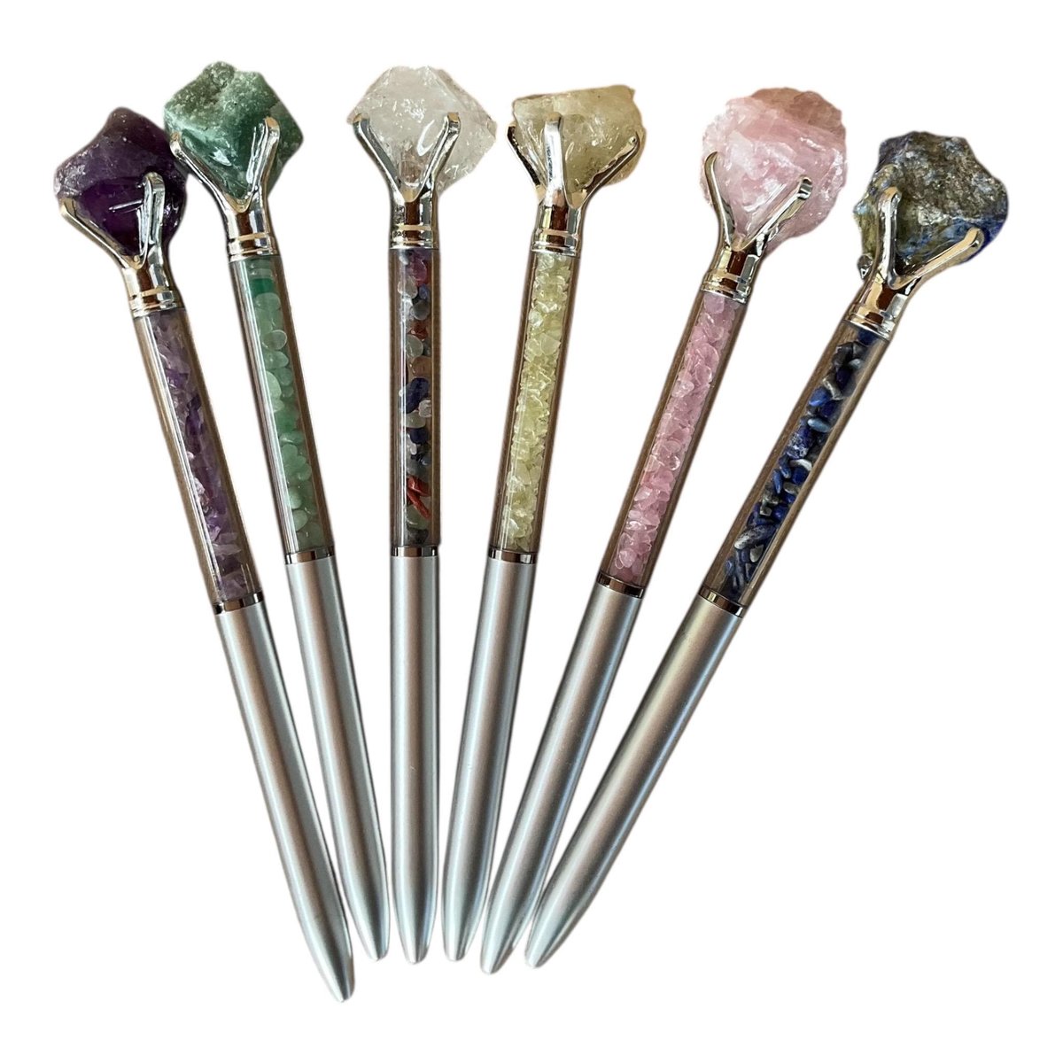 Raw crystal chip pens, gemstone crystal pens with quartz,gift, meditation, energy healing